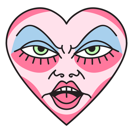 Pink heart with woman's angry face PNG Design