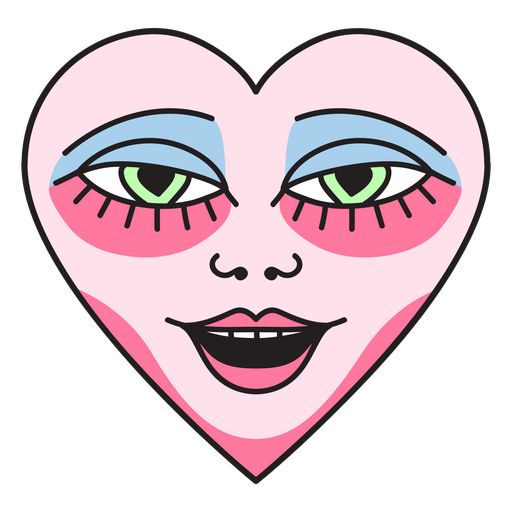 Pink heart with makeup smiling PNG Design
