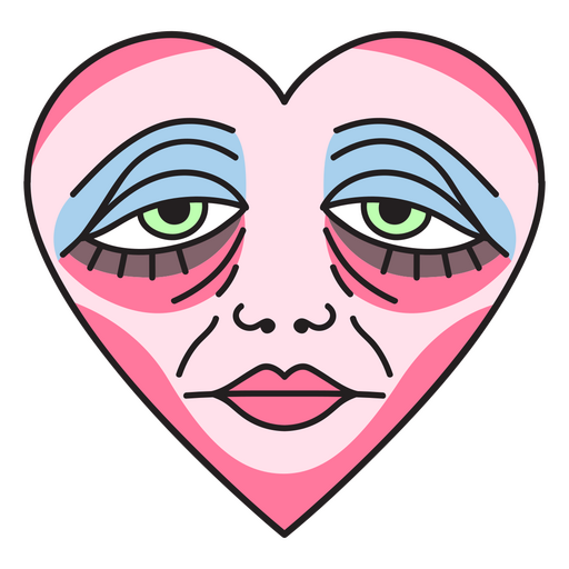 Corazón rosa con maquillaje corrido Diseño PNG