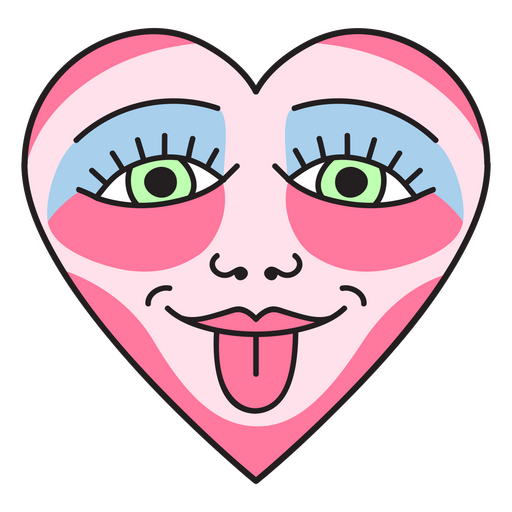 Corazón rosa con lengua fuera Diseño PNG