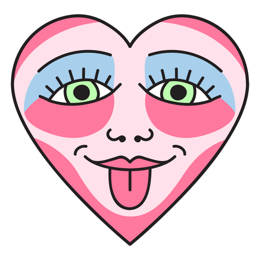 Pink heart with a tongue sticking out PNG Design