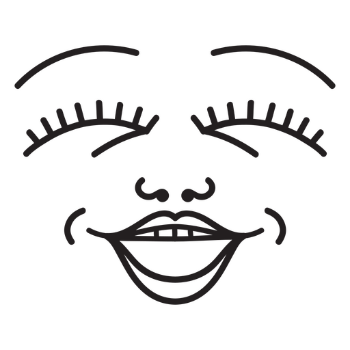 Ilustração em preto e branco de um rosto sorridente Desenho PNG