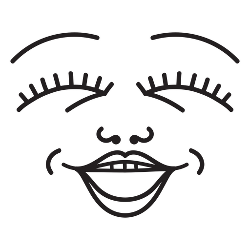 Ilustración en blanco y negro de una cara sonriente Diseño PNG