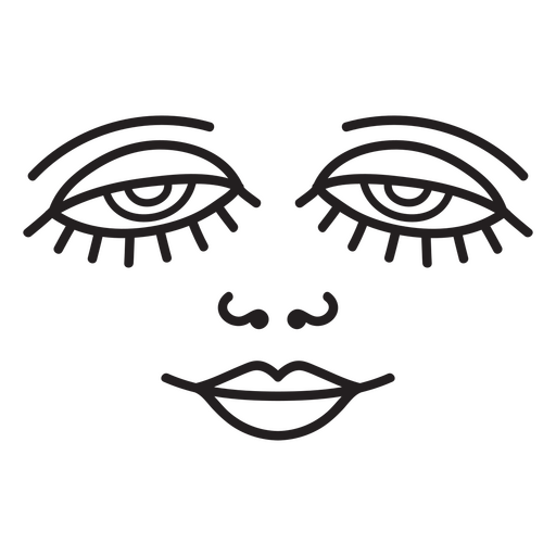 Black and white icon of a woman's face PNG Design