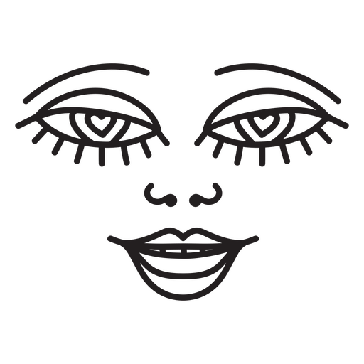 Black and white image of a woman's face PNG Design
