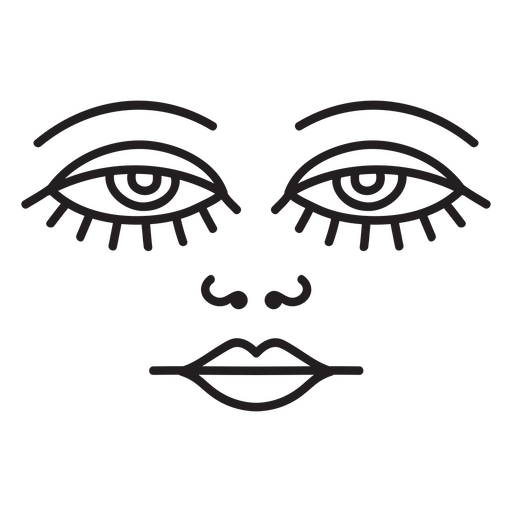 Ícone do rosto de uma mulher com cílios longos Desenho PNG