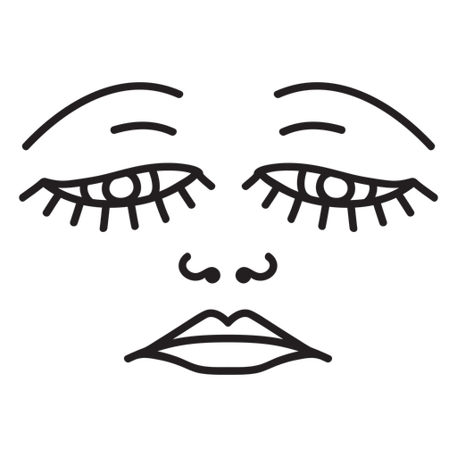 Icono blanco y negro del rostro de una mujer. Diseño PNG