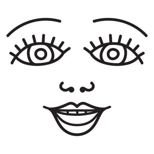 Black and white icon of a woman's face PNG Design