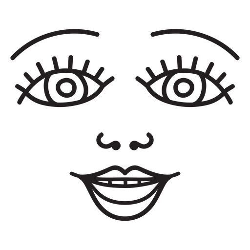 Schwarz-wei?e Ikone des Gesichts einer Frau PNG-Design