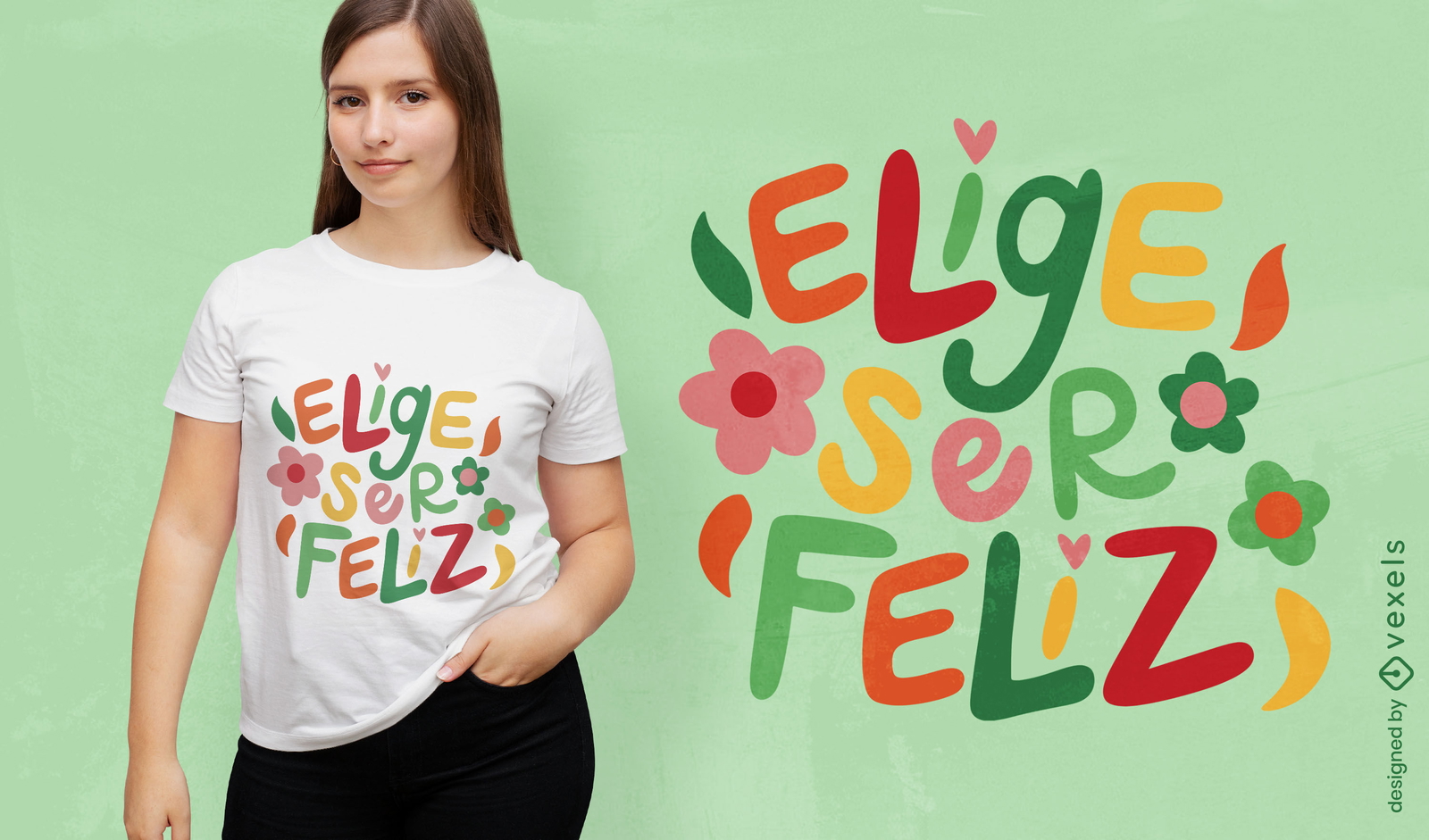 Wählen Sie ein spanisches Zitat-T-Shirt-Design für Glück