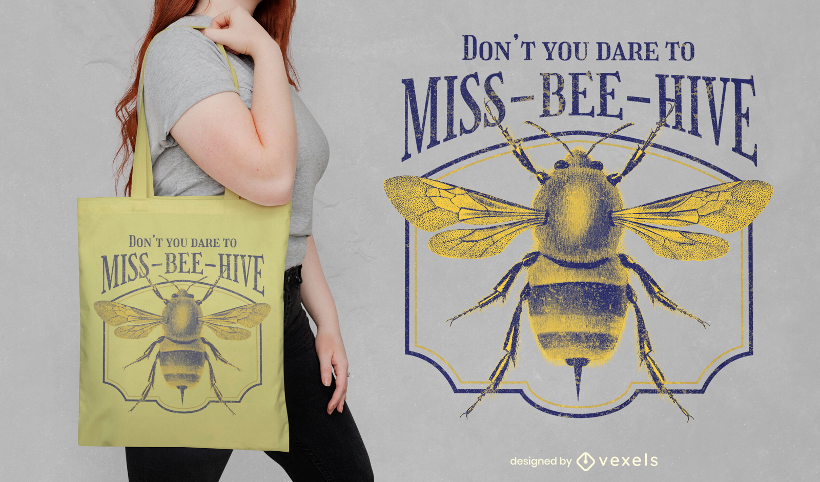 Realistic bee animal tote bag design