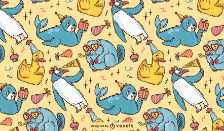 Anti birthday party animals pattern design