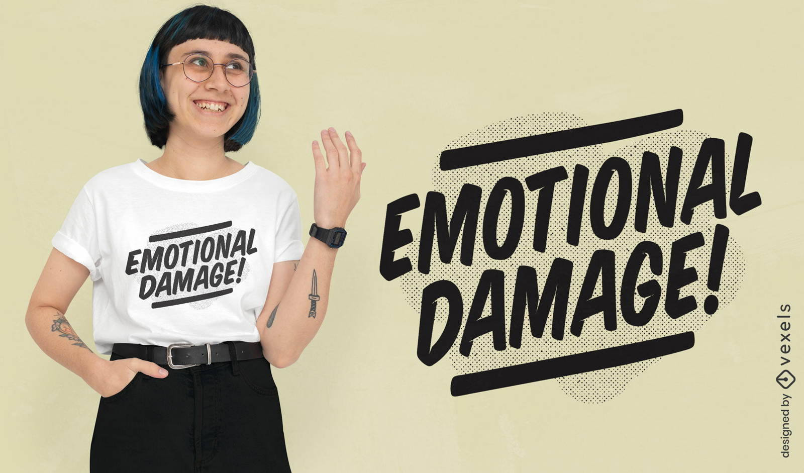 Design de camiseta com citação de dano emocional