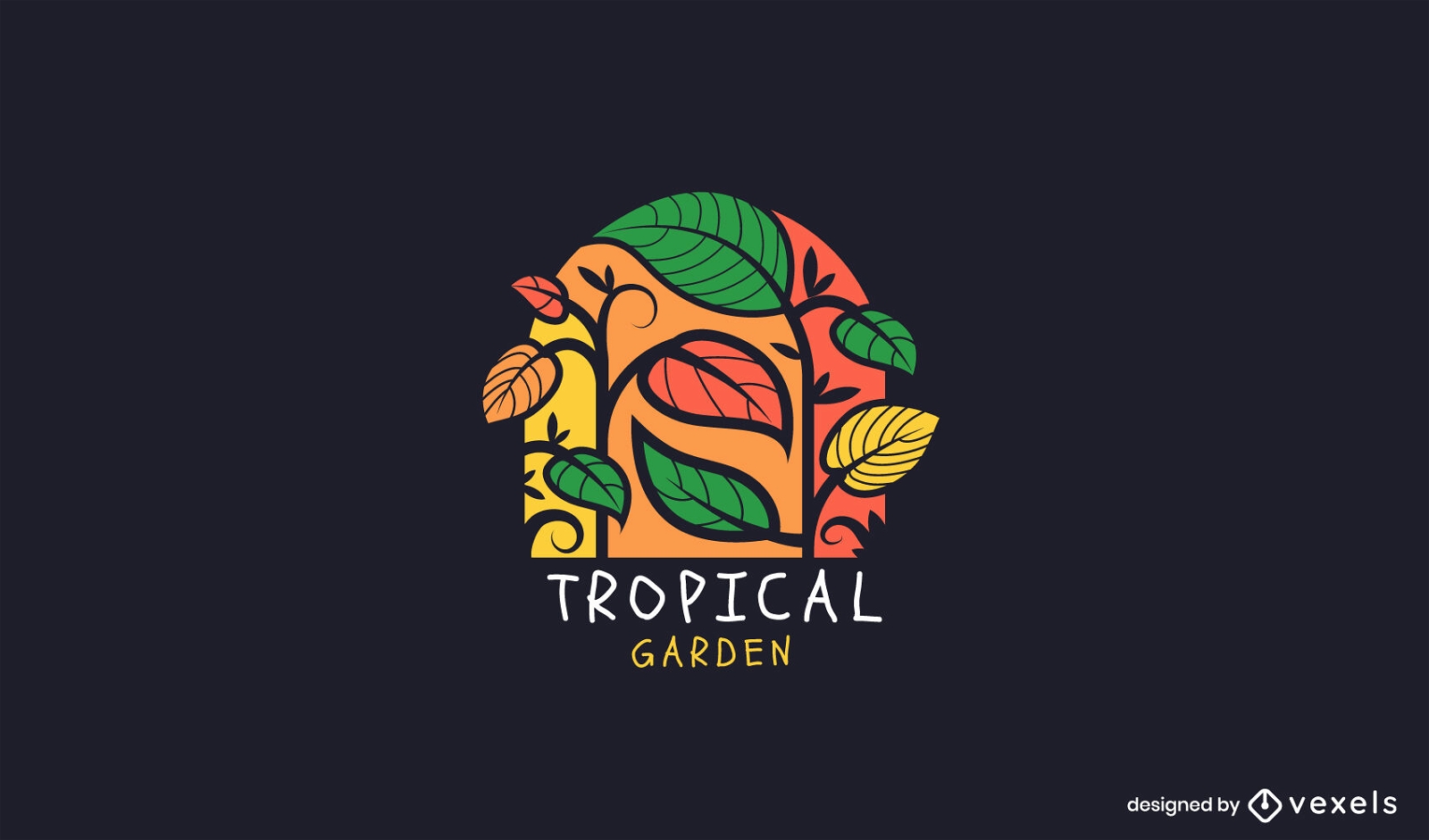 design de logotipo de folhas tropicais