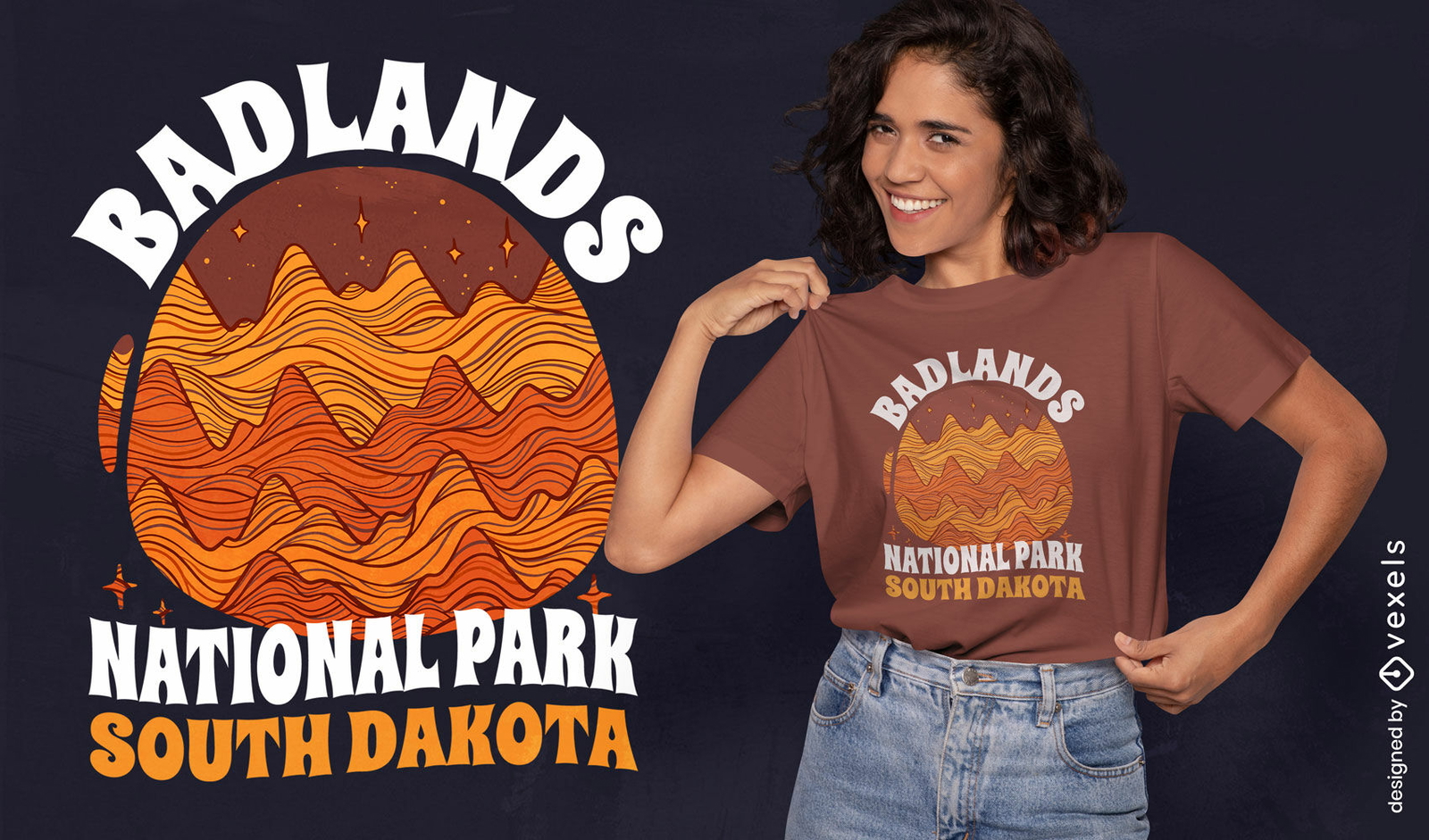 Diseño de camiseta del parque nacional Badlands