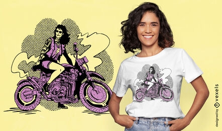 Mujer en diseño de camiseta de moto