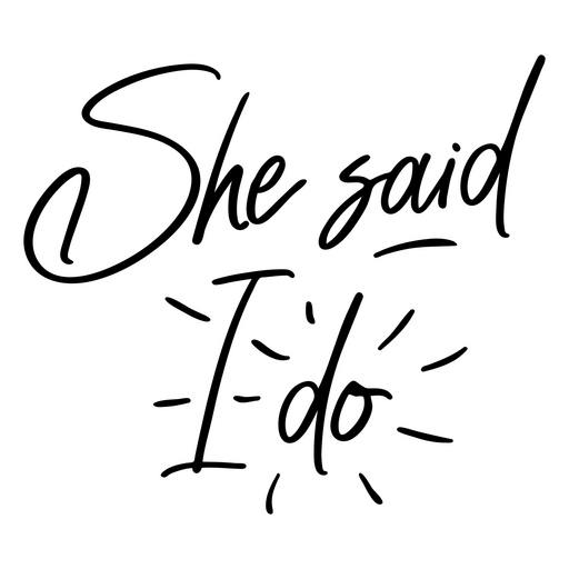 Design de citação de casamento chique com "ela disse sim" Desenho PNG