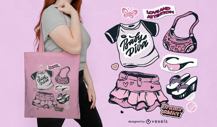 Diseño de bolso de mano de moda rosa Y2K para niñas