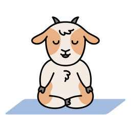 Cabra yoga zen pose cartoon character