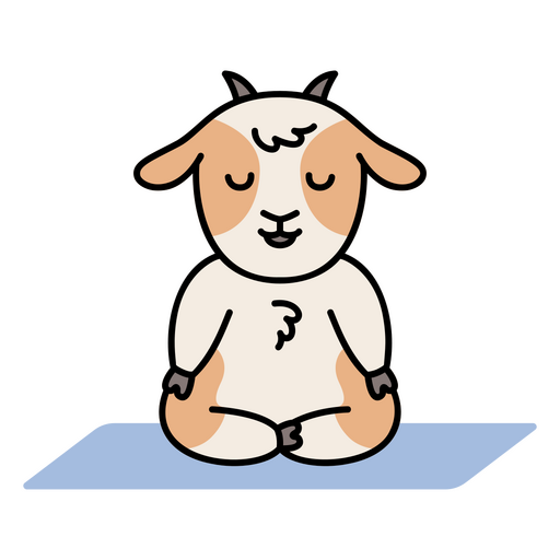 Cabra yoga zen pose cartoon character Diseño PNG