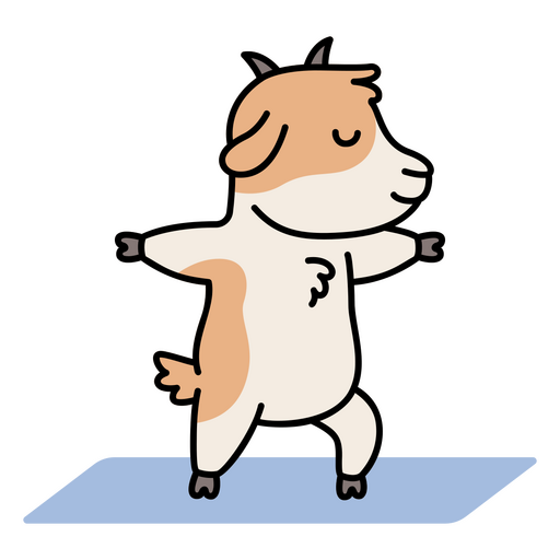 Cabra yoga pose lateral personaje de dibujos animados