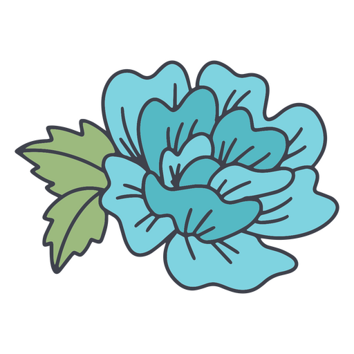 Flor azul com folhas Desenho PNG