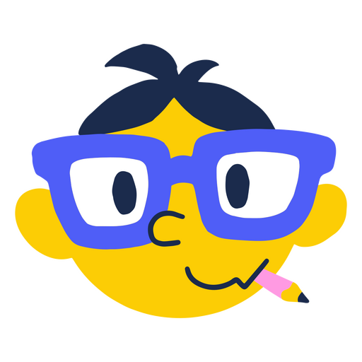 Personagem de desenho animado escolar usando óculos Desenho PNG