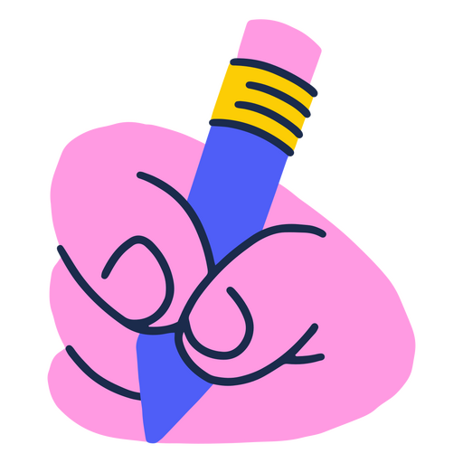 Pink hand holding a pencil PNG Design