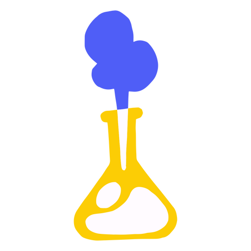 Frasco amarelo e azul com fumaça saindo dele Desenho PNG