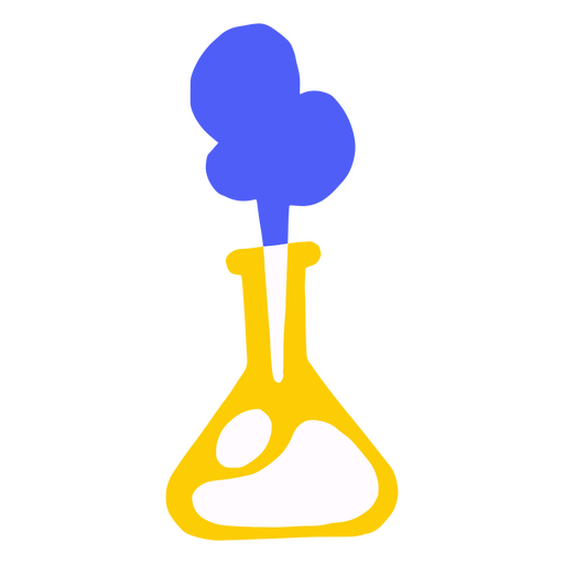 Yellow and blue flask with smoke coming out of it PNG Design