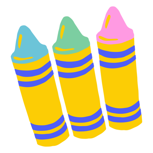 Tres crayones de colores Diseño PNG