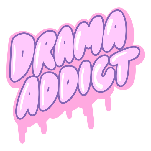 La palabra adicto al drama en rosa. Diseño PNG