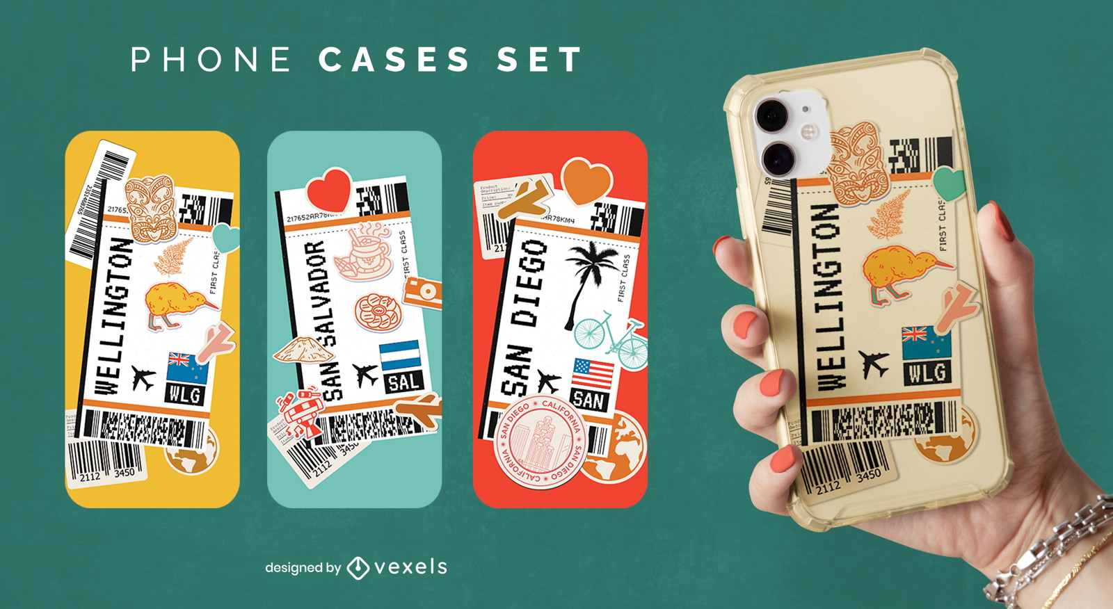 Travelling boarding passes phone case set