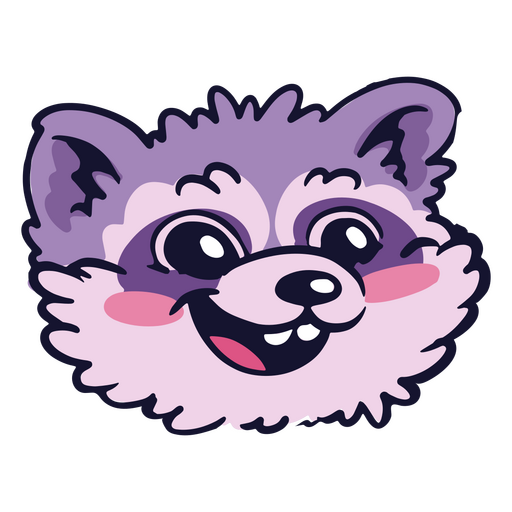 Purple raccoon with a smile on its face PNG Design