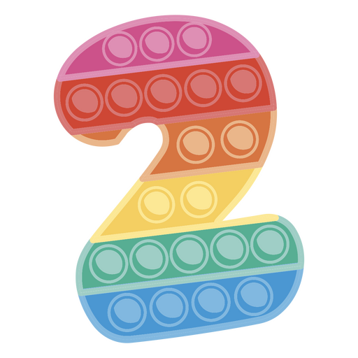 Número dos del color del arco iris Diseño PNG