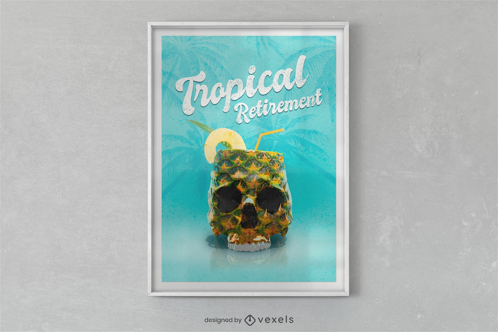 Design de cartaz de bebida de abacaxi de caveira