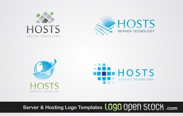 Conjunto de logotipo de servidor e hospedagem