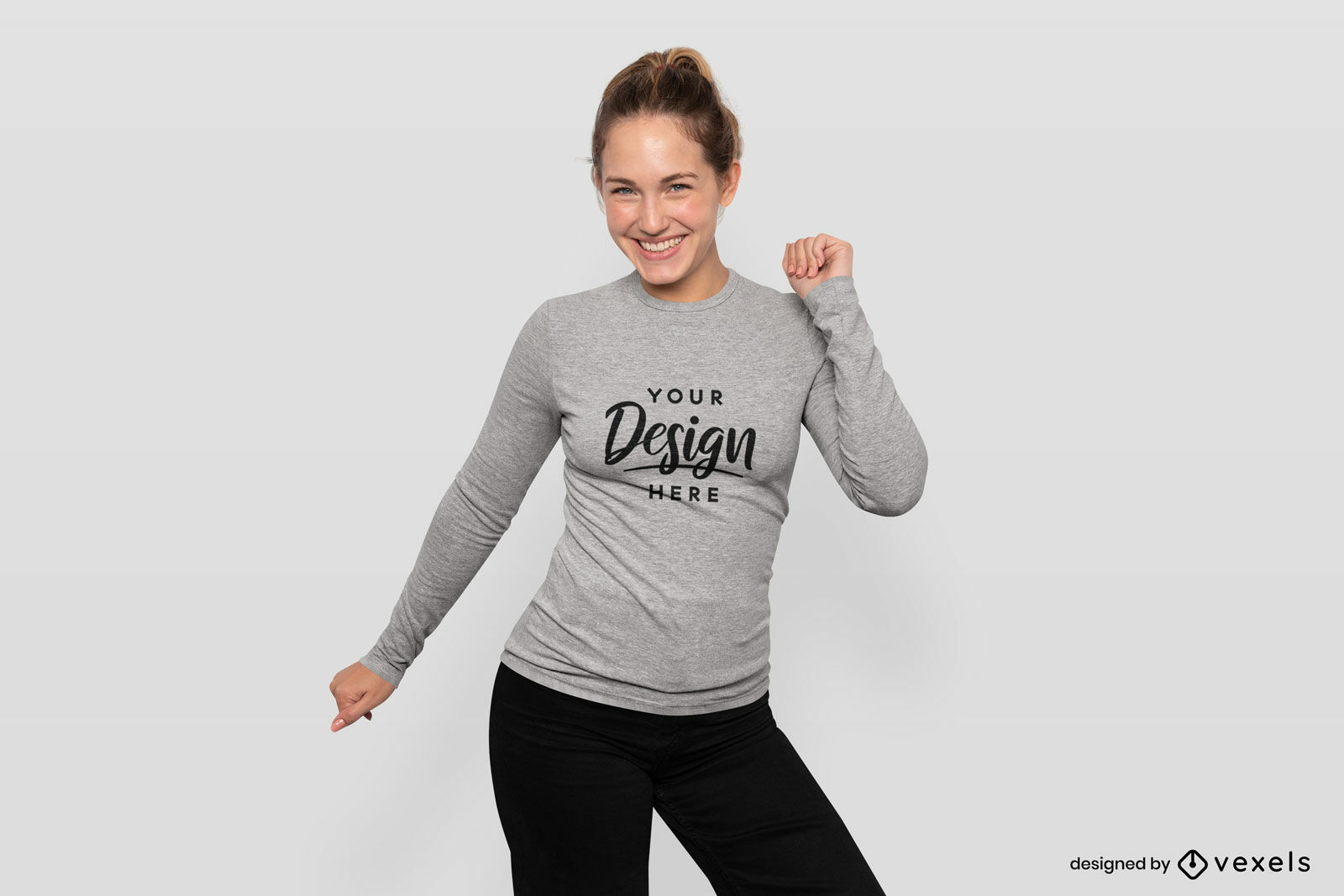 Woman dancing in sweatshirt mockup