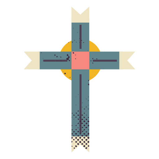 Cruz simple azul y rosa. Diseño PNG