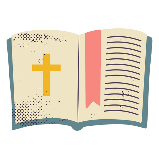 Libro abierto con una cruz. Diseño PNG