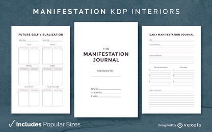 Stylish manifestation journal design template KDP