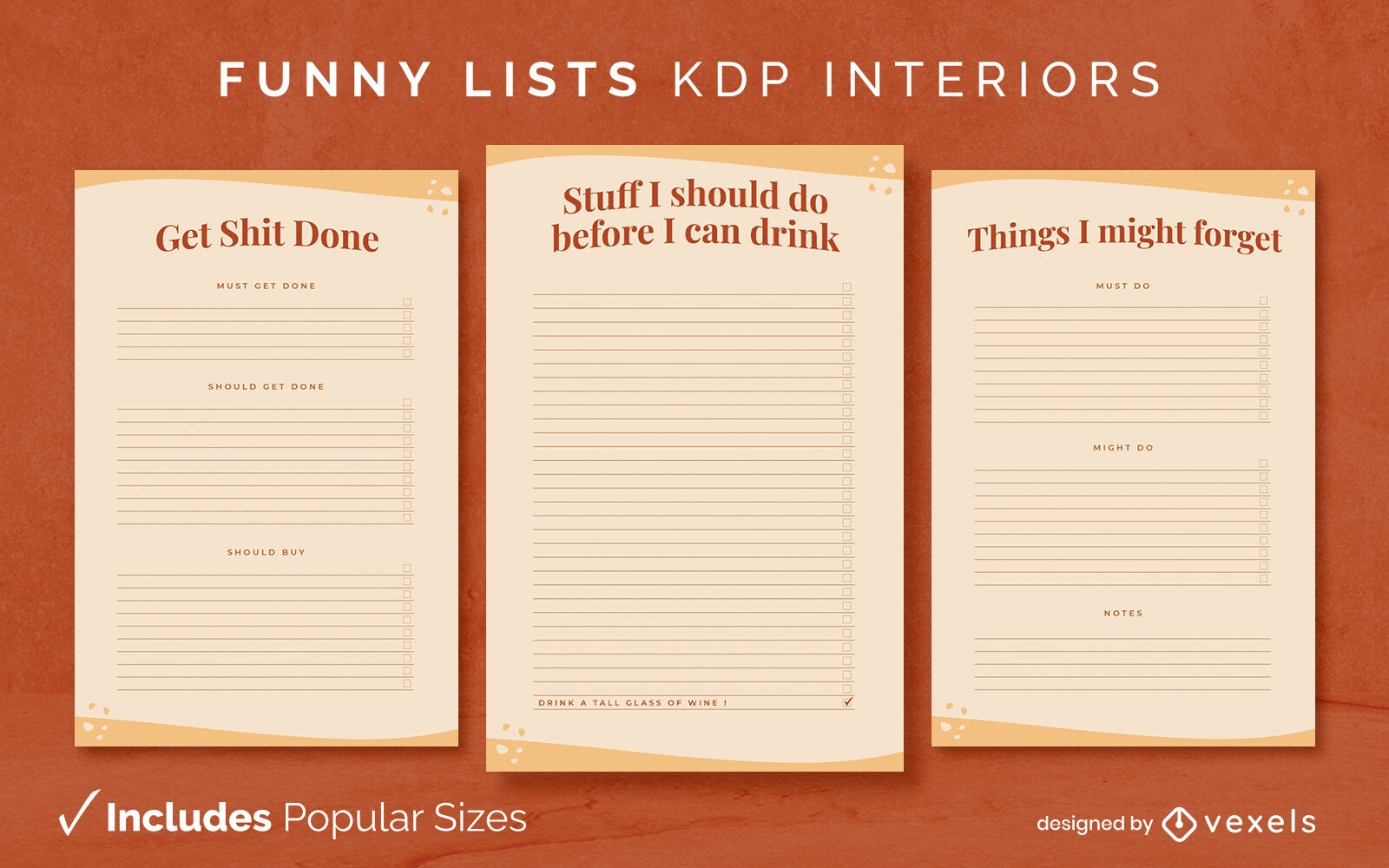 Divertido hacer listas diseño de páginas interiores kdp