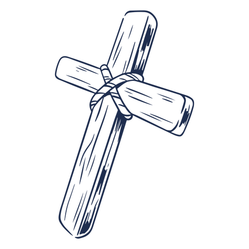 Cruz de madera dibujo cristiano. Diseño PNG