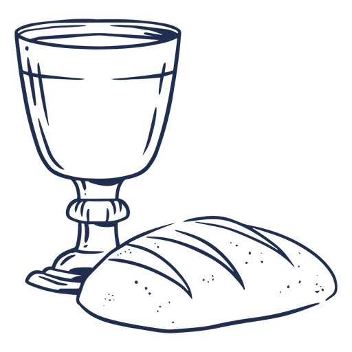 Desenho de um pão e uma taça de vinho Desenho PNG