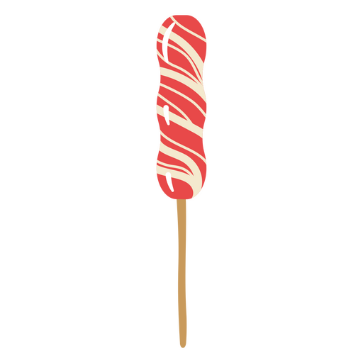 Lollipop with red and white stripes on a stick PNG Design