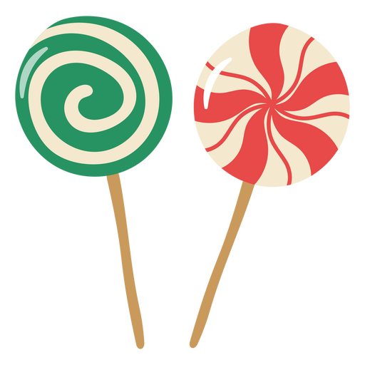 Two candy lollipops on a stick PNG Design