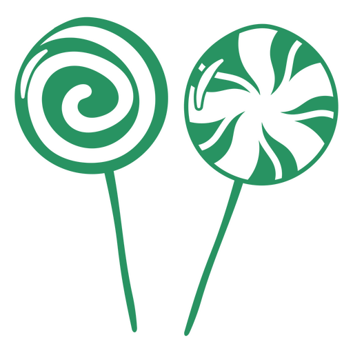 Dos piruletas verdes verdes Diseño PNG