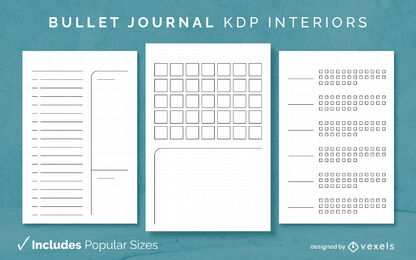 Designvorlage für ein einfaches Bullet-Journal KDP