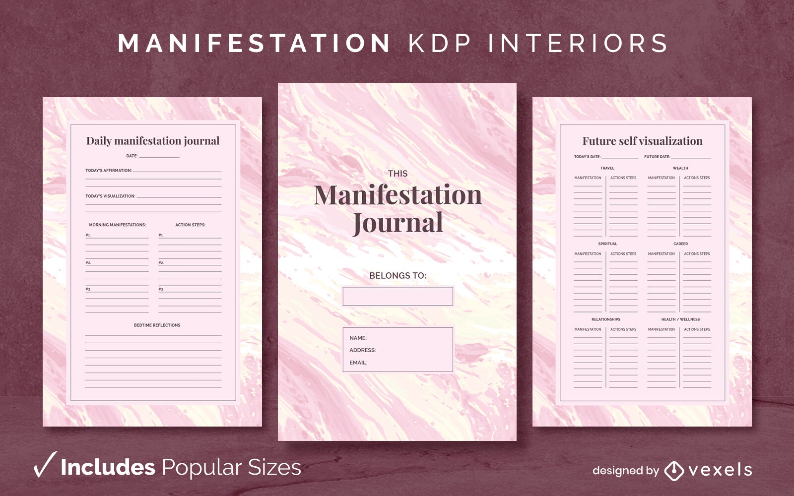 Marble Manifestation Journal-Designvorlage KDP