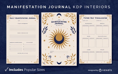 Manifestation sun Journal Design Template KDP